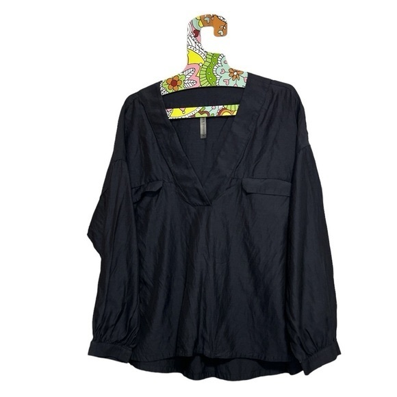 EMMA Knudsen Lucy Navy Blue Long Sleeve Blouse - Picture 2 of 10